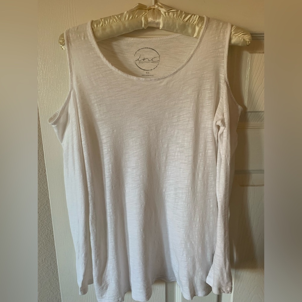 INC International Concepts Women's Cream Cutout-Sleeve Top